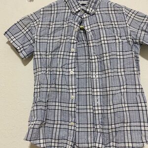 Janie and Jack Navy and White Plaid Shirt